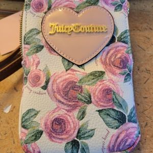 Juicy Couture rose phone and money holder with cross body strap